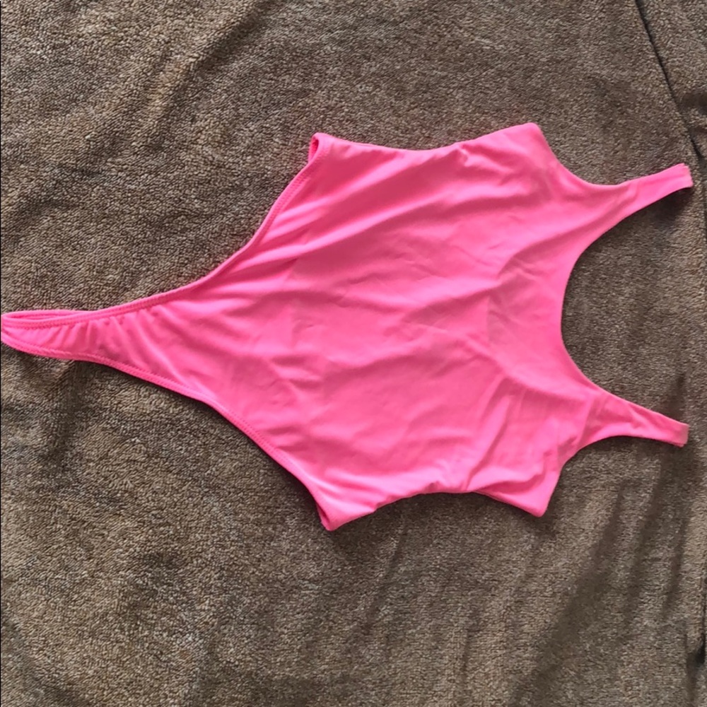 Hot pink thong body suit never been worn